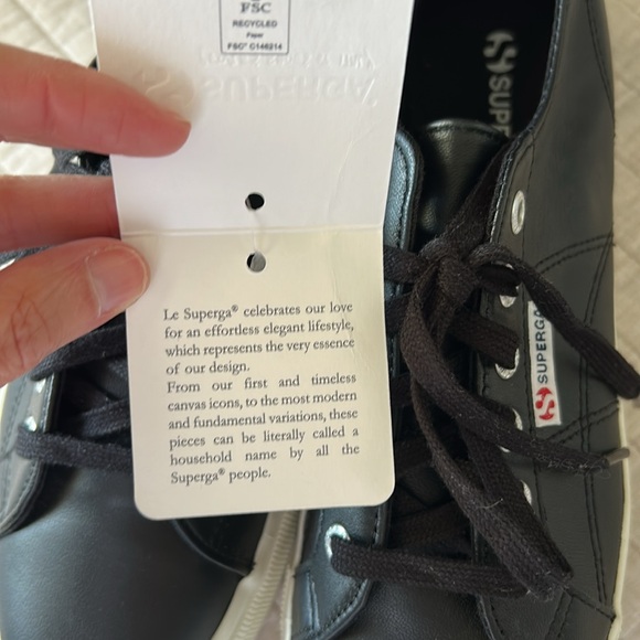 Superga 2790 Nappa matte black platform fashion sneakers 9 women’s - Picture 9 of 13